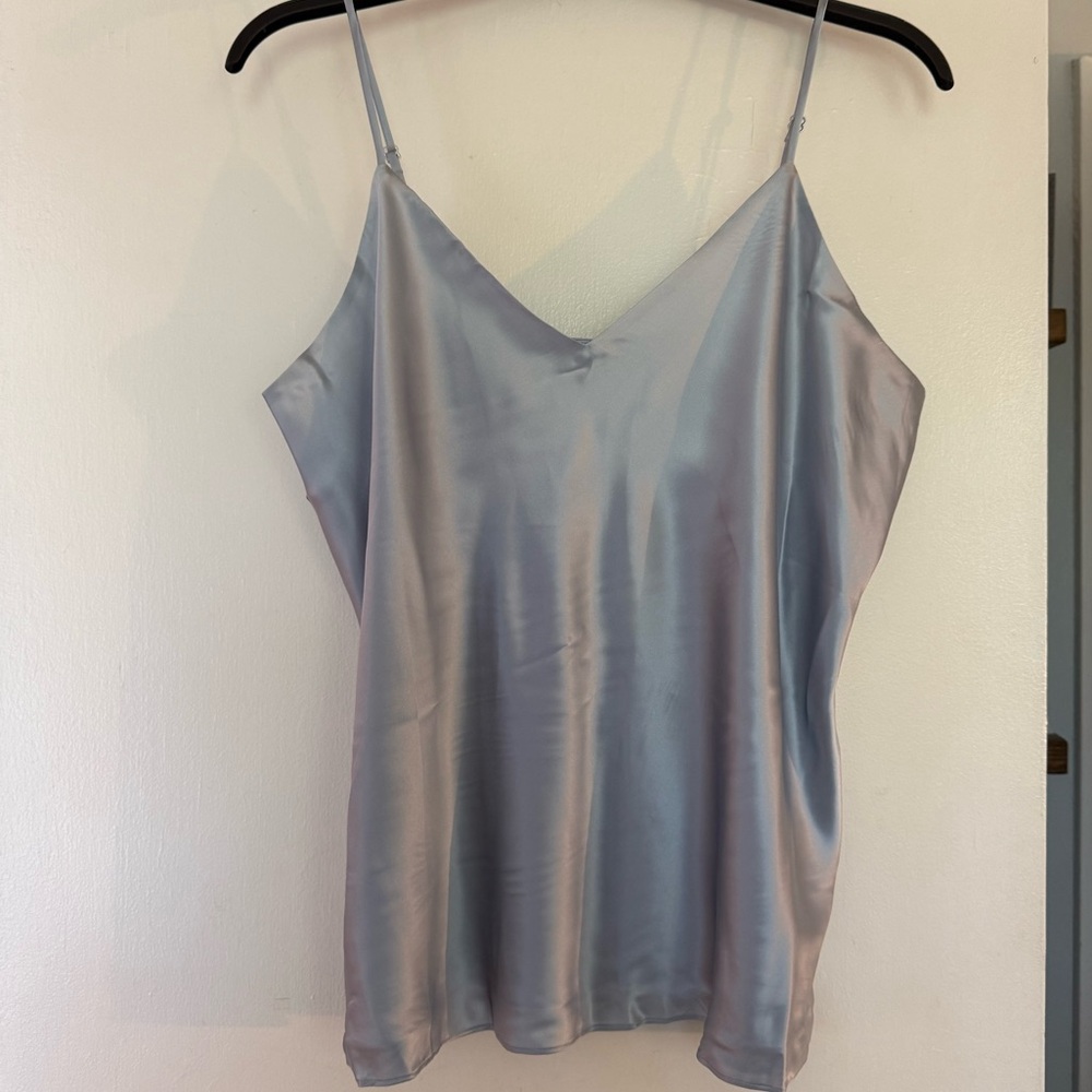 Brooks Brothers Silver Satin V-Neck Camisole